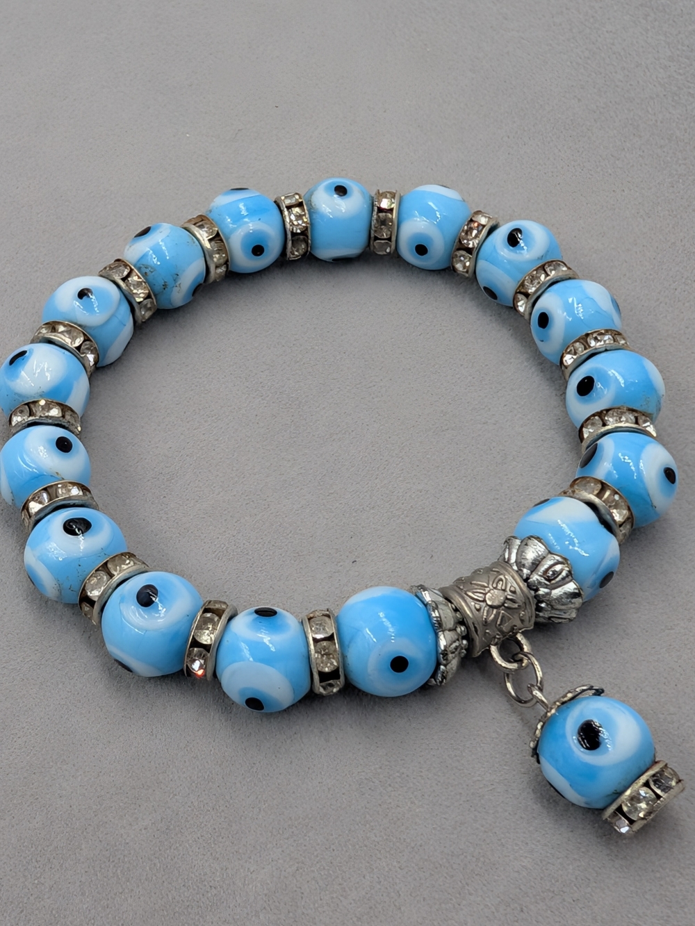 Luke Adams Evil Eye Dangle Glass Bead Bracelet Blue | M309